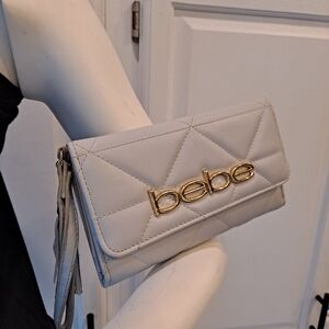 Bebe Gray Quilted Wallet Clutch Wristlet